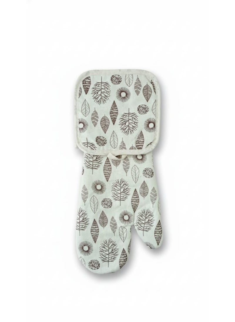 جوانتي وماسك فرن حراري كتان  قطعتين . - Image 1